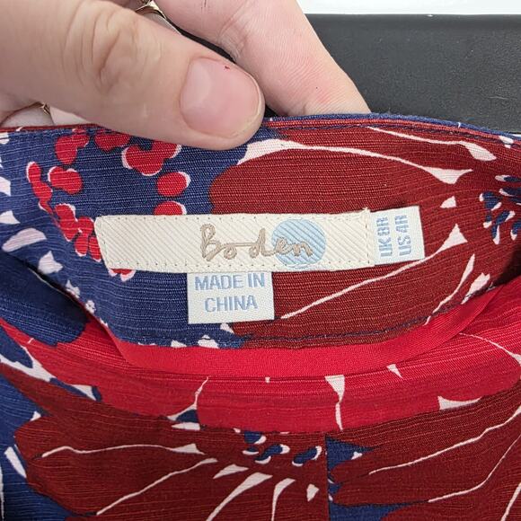 Boden Red White Blue Floral A-Line Mini Cute Twee Patriotic Mini Skirt Size 4 - Picture 2 of 7